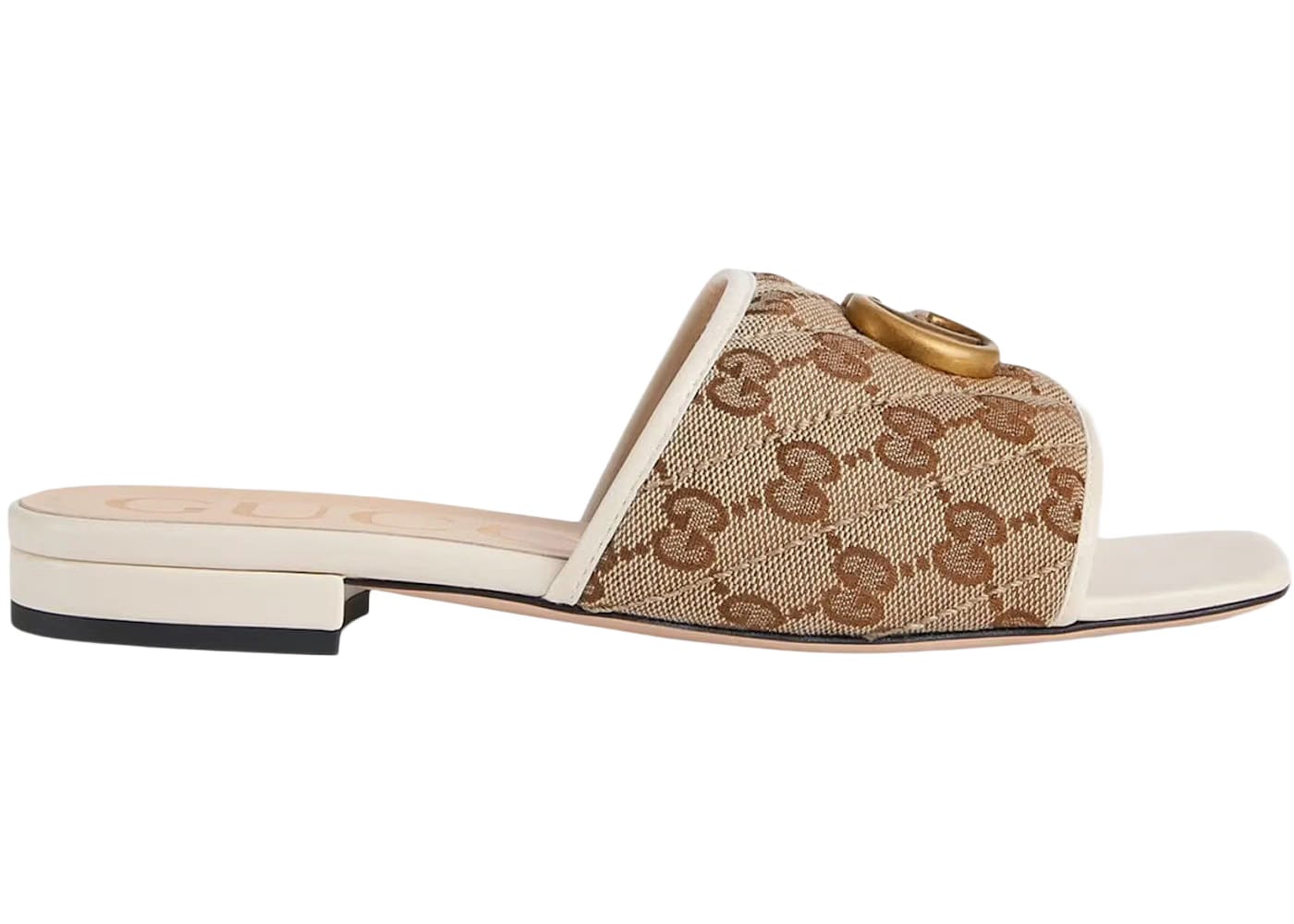 Gucci Double G Slide Sandal White Canvas