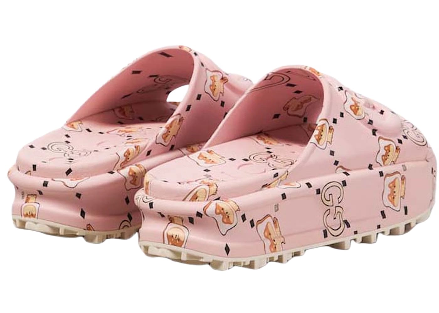 Gucci Gg Animal Print Rubber Slide Pink Womens
