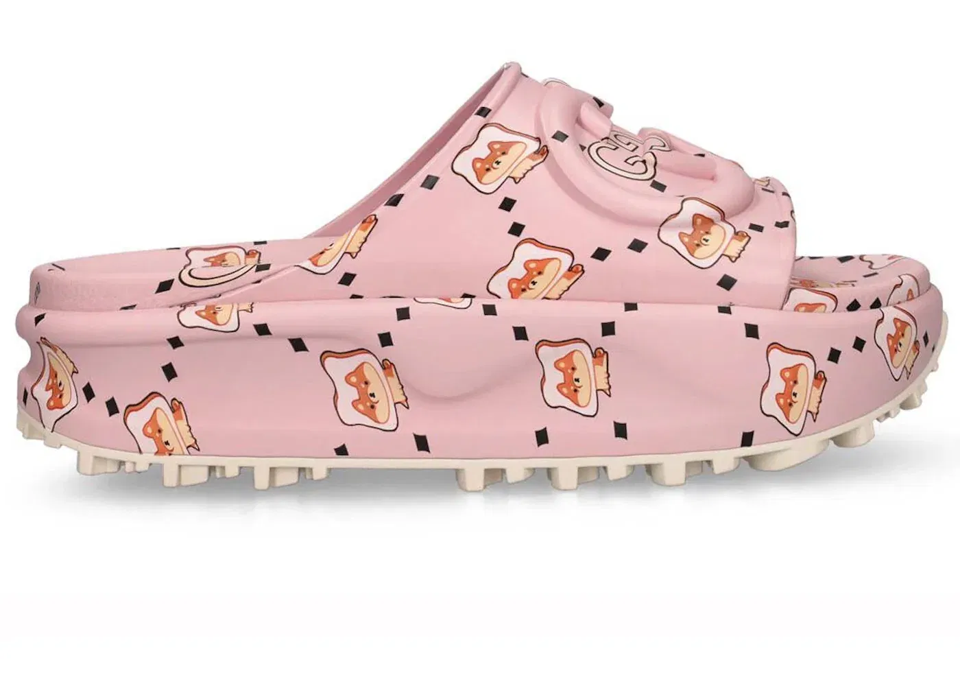 Gucci Gg Animal Print Rubber Slide Pink Womens