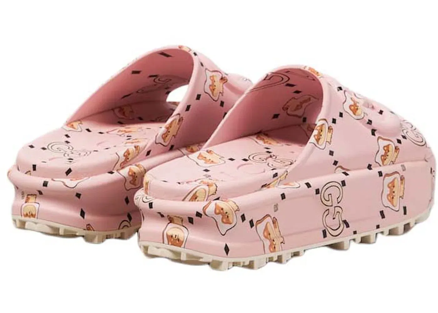 Gucci Gg Animal Print Rubber Slide Pink Womens