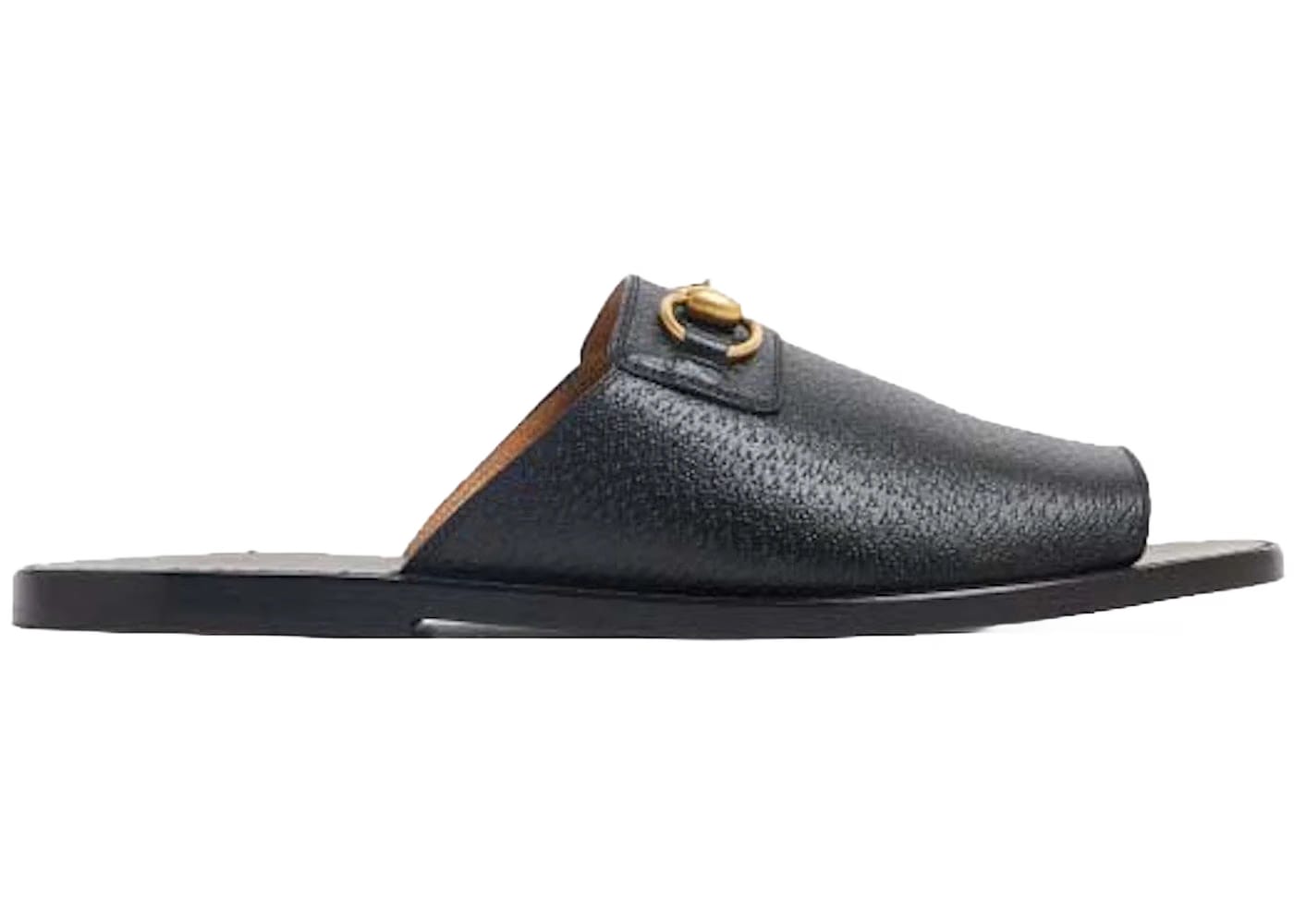Gucci Horsebit Leather Flat Slides Black