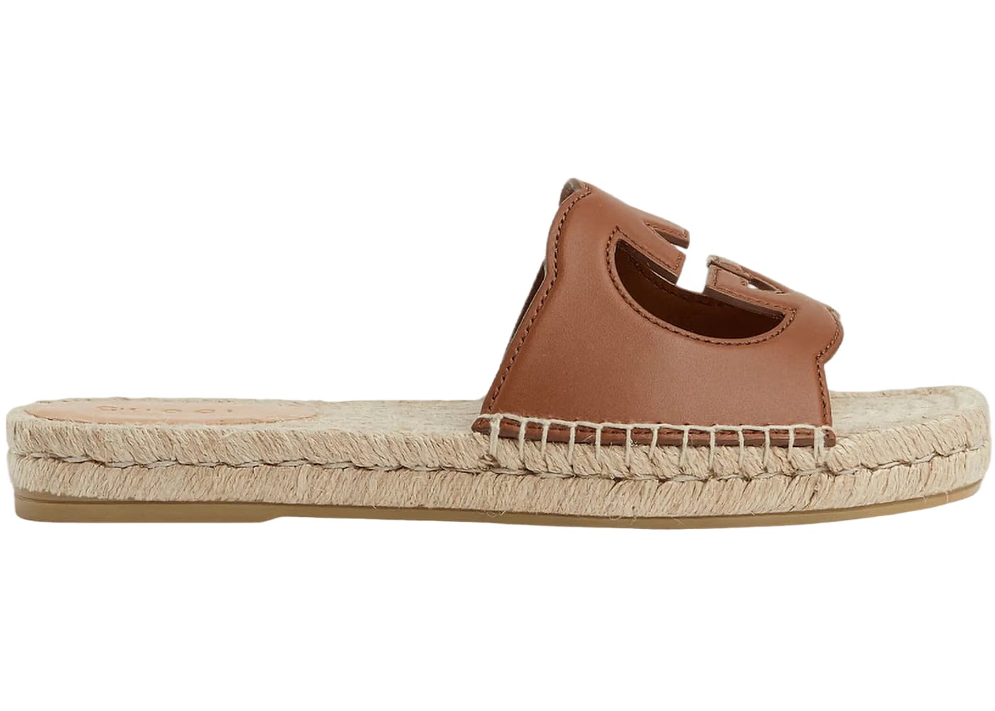 Gucci Interlocking G Cut Slide Sandal Brown