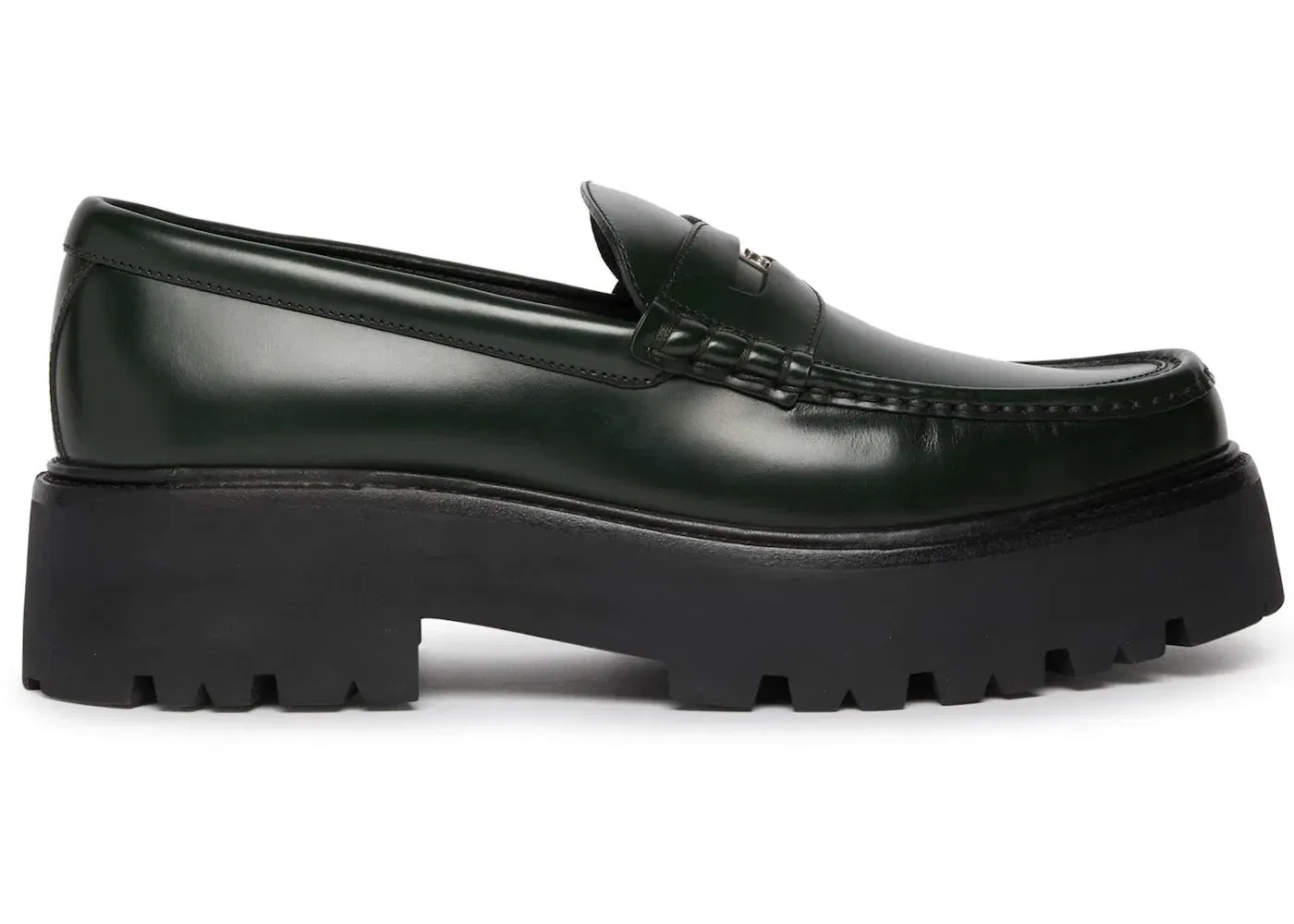Celine Chunky Bull Penny Loafers Bottle Green