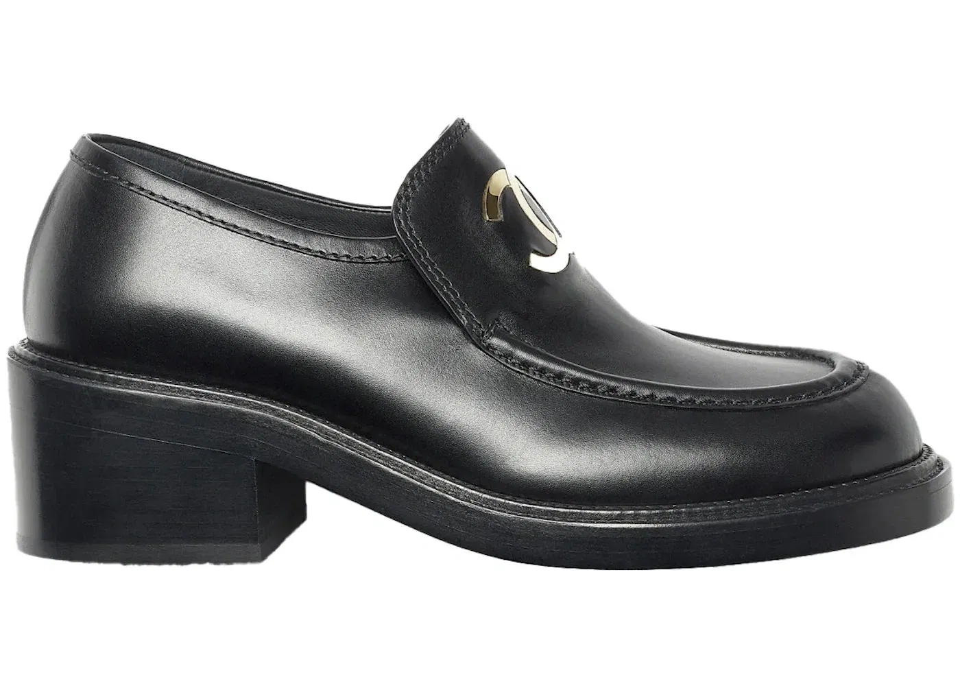 Chanel Cc 55Mm Loafers Black Shiny Calfskin