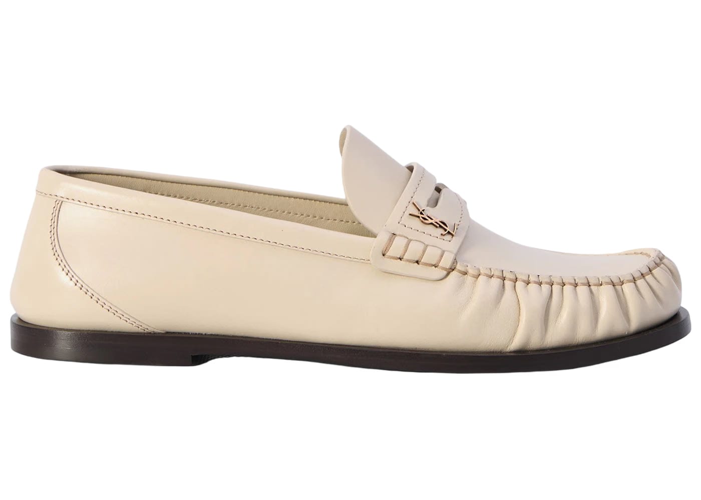 Saint Laurent Laurent Loafers Smooth Leather Marble White (Women'S)