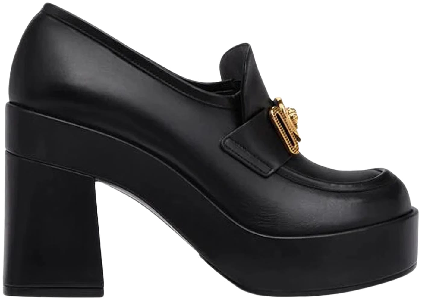 Versace Medusa Biggie 75Mm Platform Loafers Black Leather