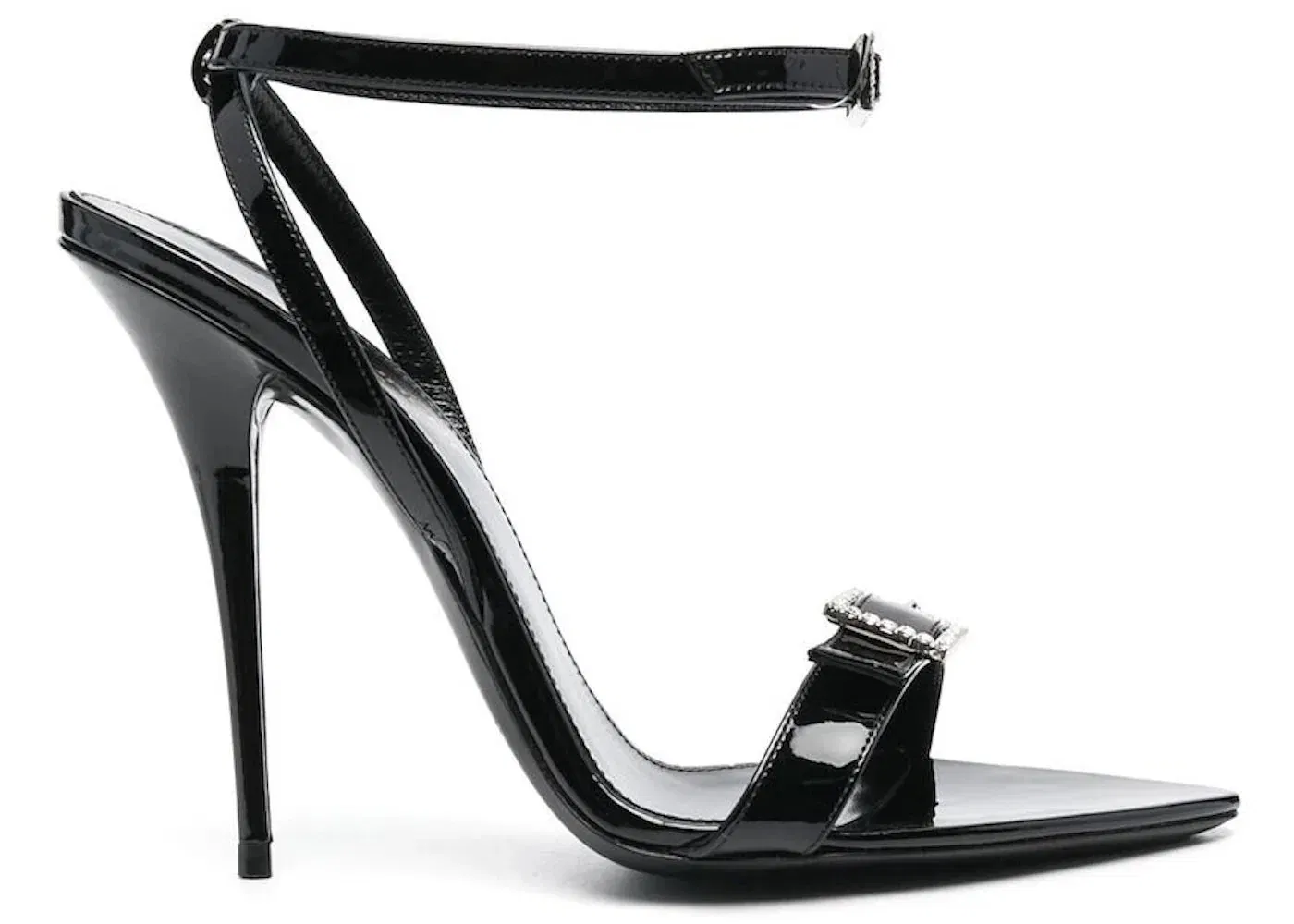 Saint Laurent Gippy Buckled Sandal Heels Black Leather