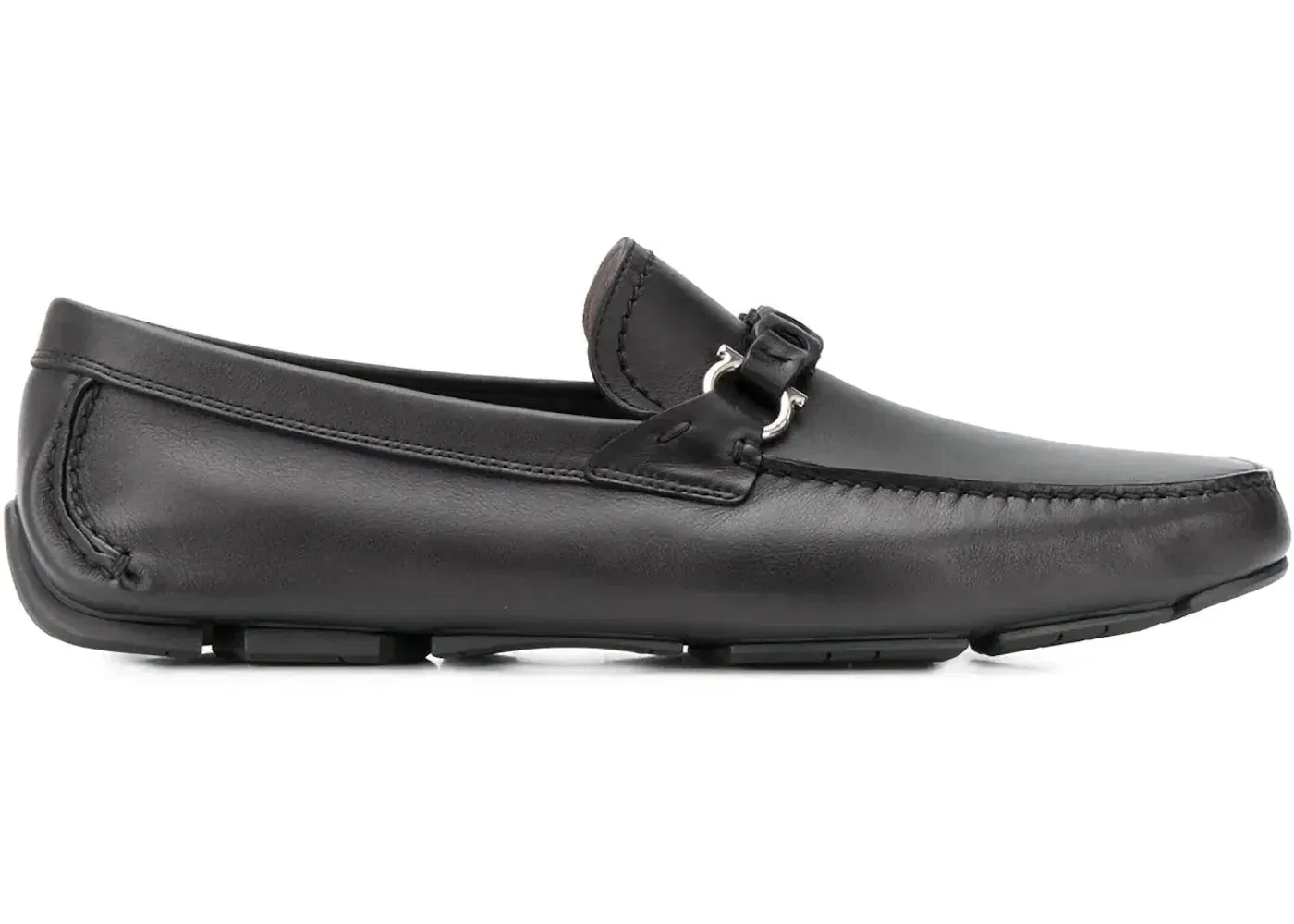Ferragamo Gancini Leather Loafers Black