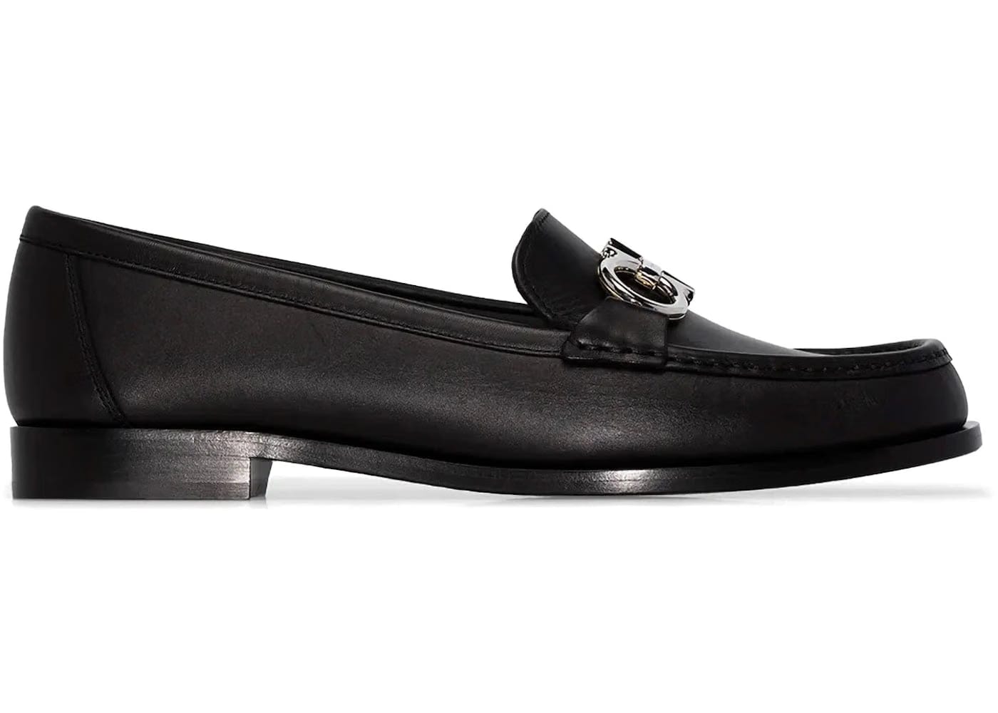 Ferragamo Gancini Plaque Low-Heel Loafers Black (Women'S)