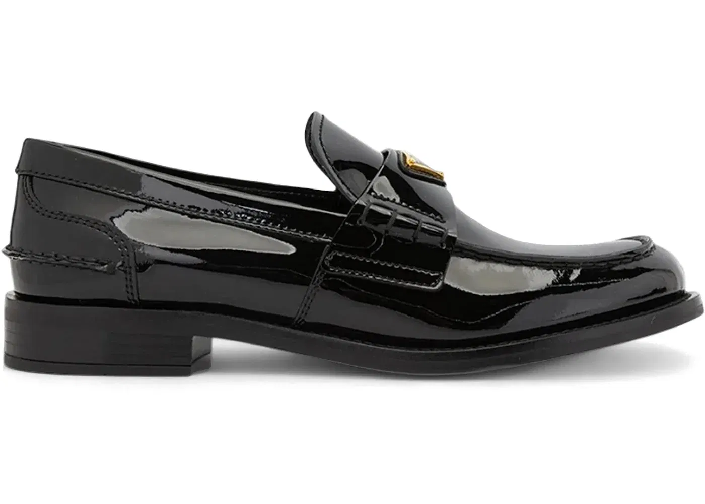 Prada Brushed Leather Loafers Black Patent (Women'S)