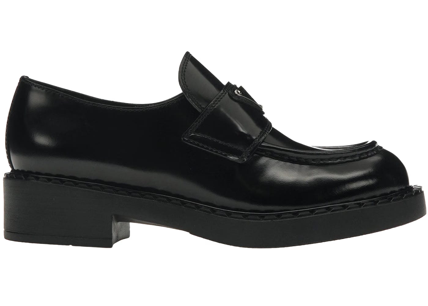 Prada Chocolate 50Mm Loafer Black Brushed Leather
