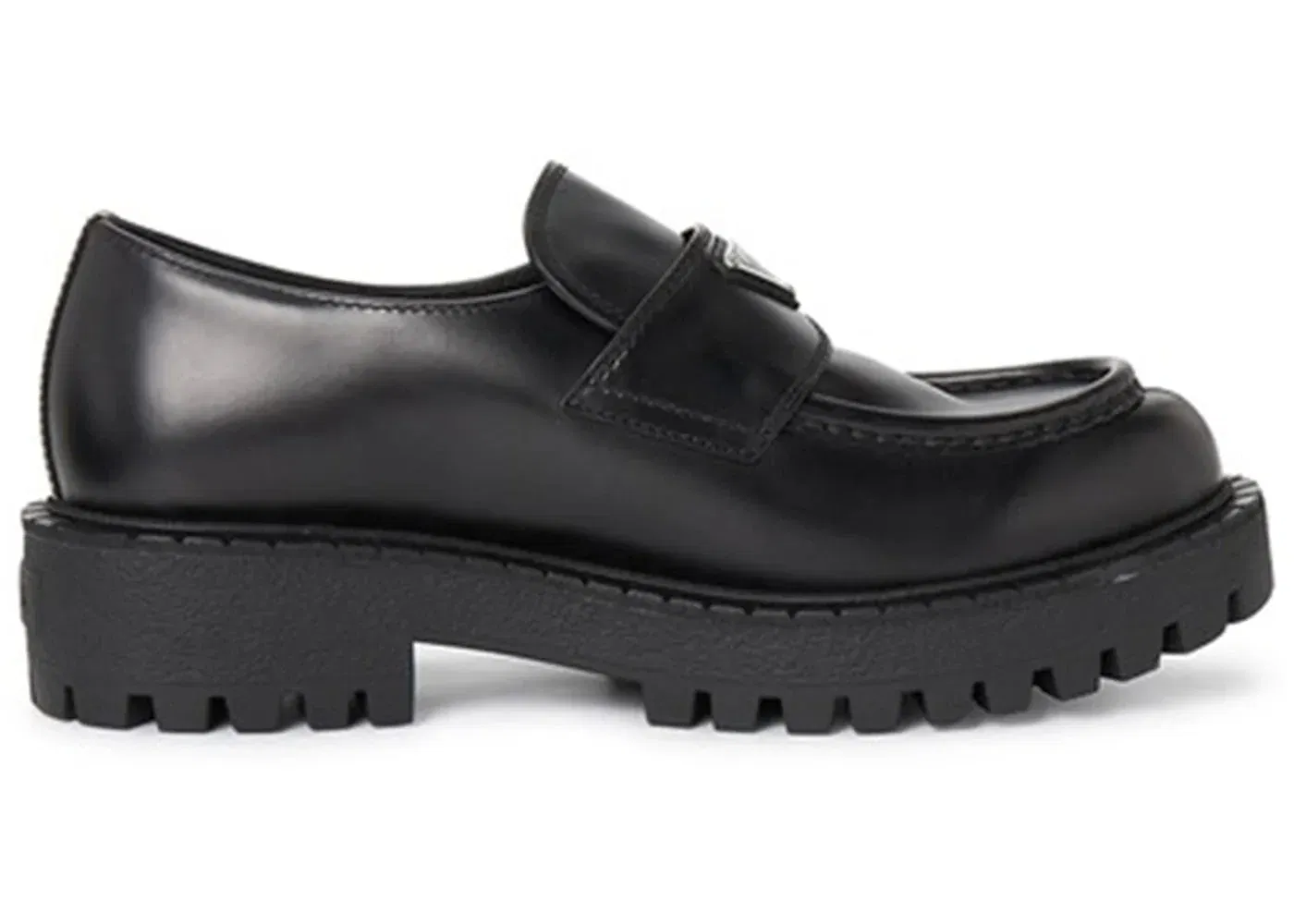 Prada Lug Sole Loafer Black Brushed Leather