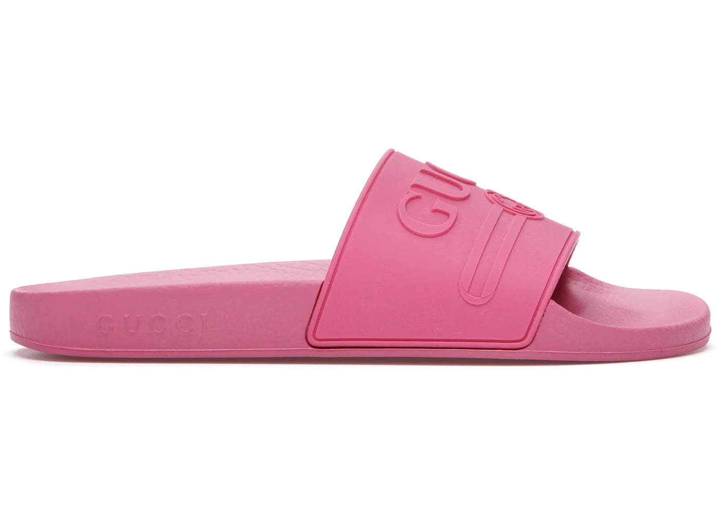 Gucci Logo Slide Pink Rubber Womens