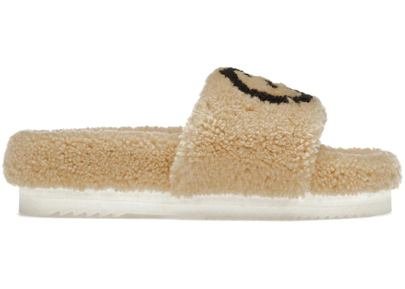 Gucci Slide Interlocking G Wool Light Brown Womens