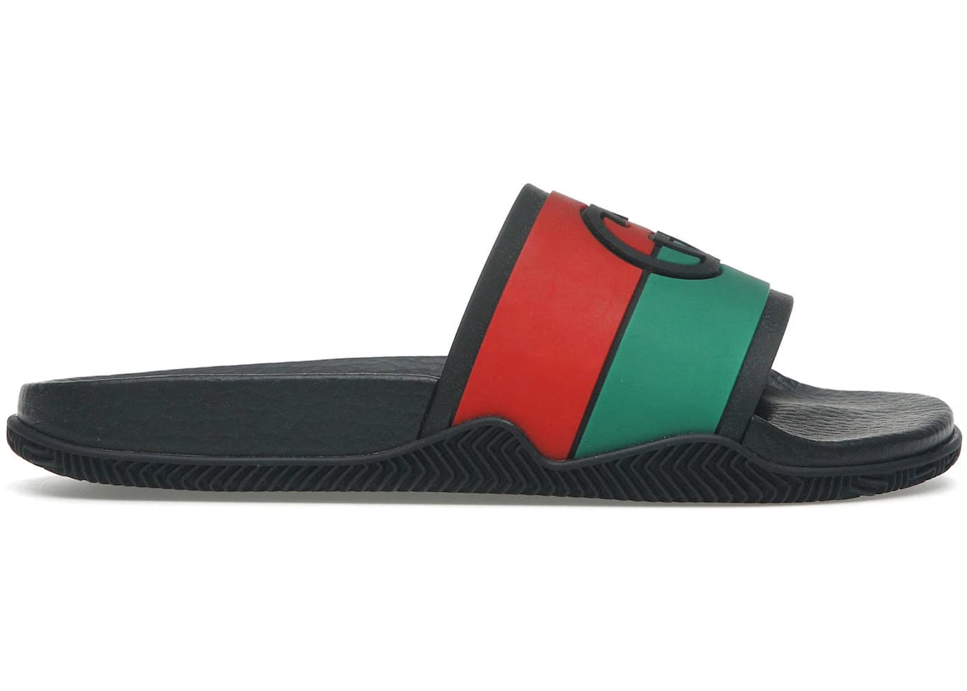 Gucci Slides Interlocking G Black Red Green Womens