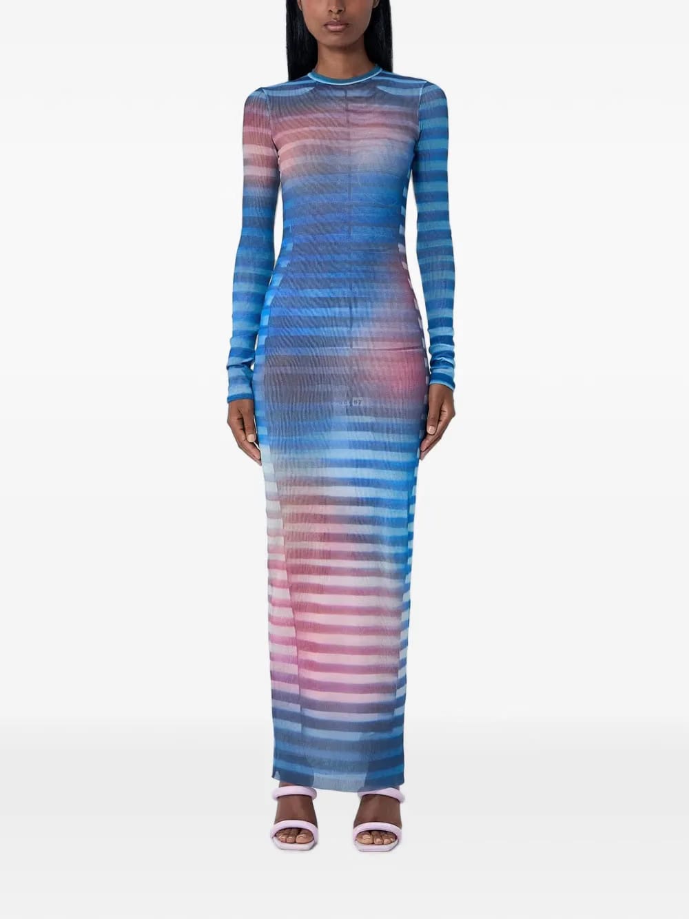 long-sleeve mesh dress