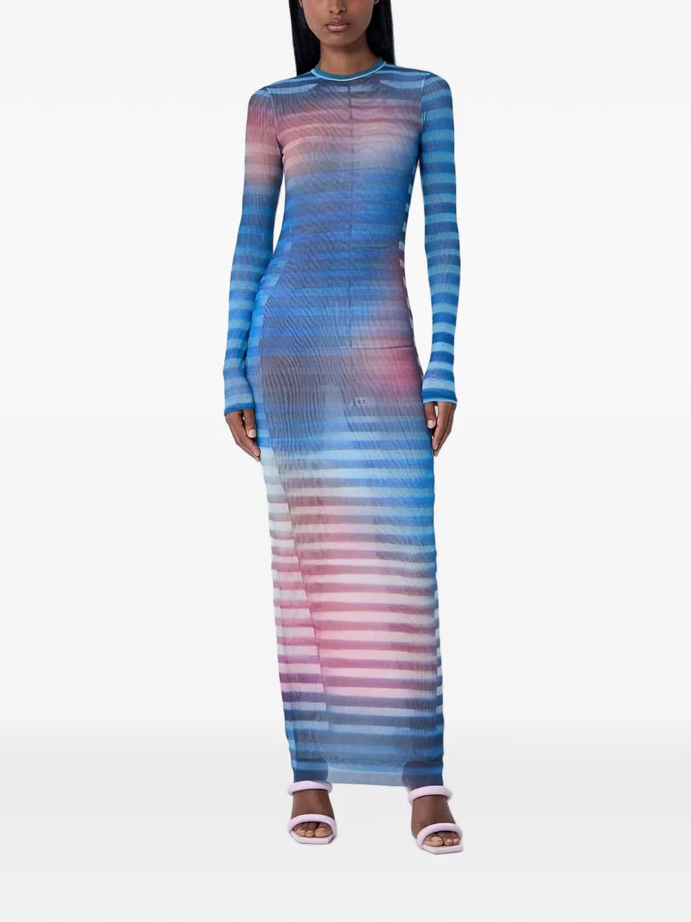 long-sleeve mesh dress