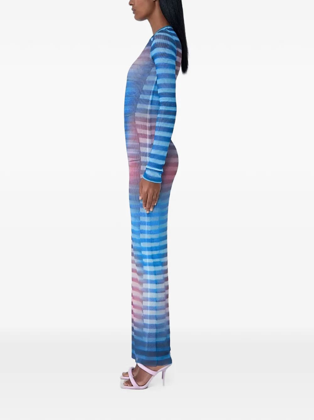 long-sleeve mesh dress