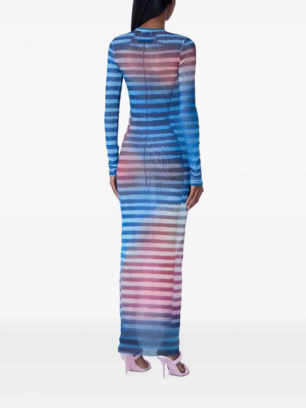 long-sleeve mesh dress