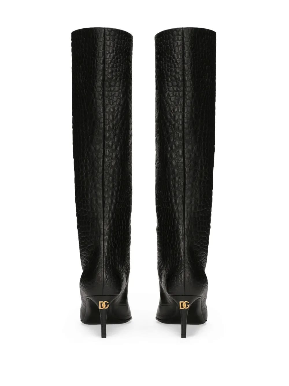 crocodile-embossed leather boots