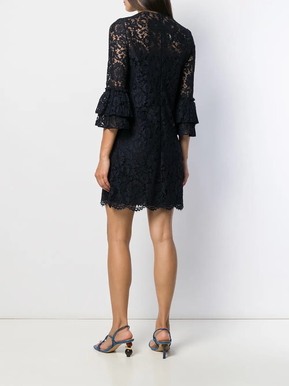 flared floral lace mini dress