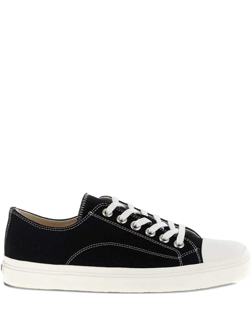 Edge contrast-stitch canvas trainers