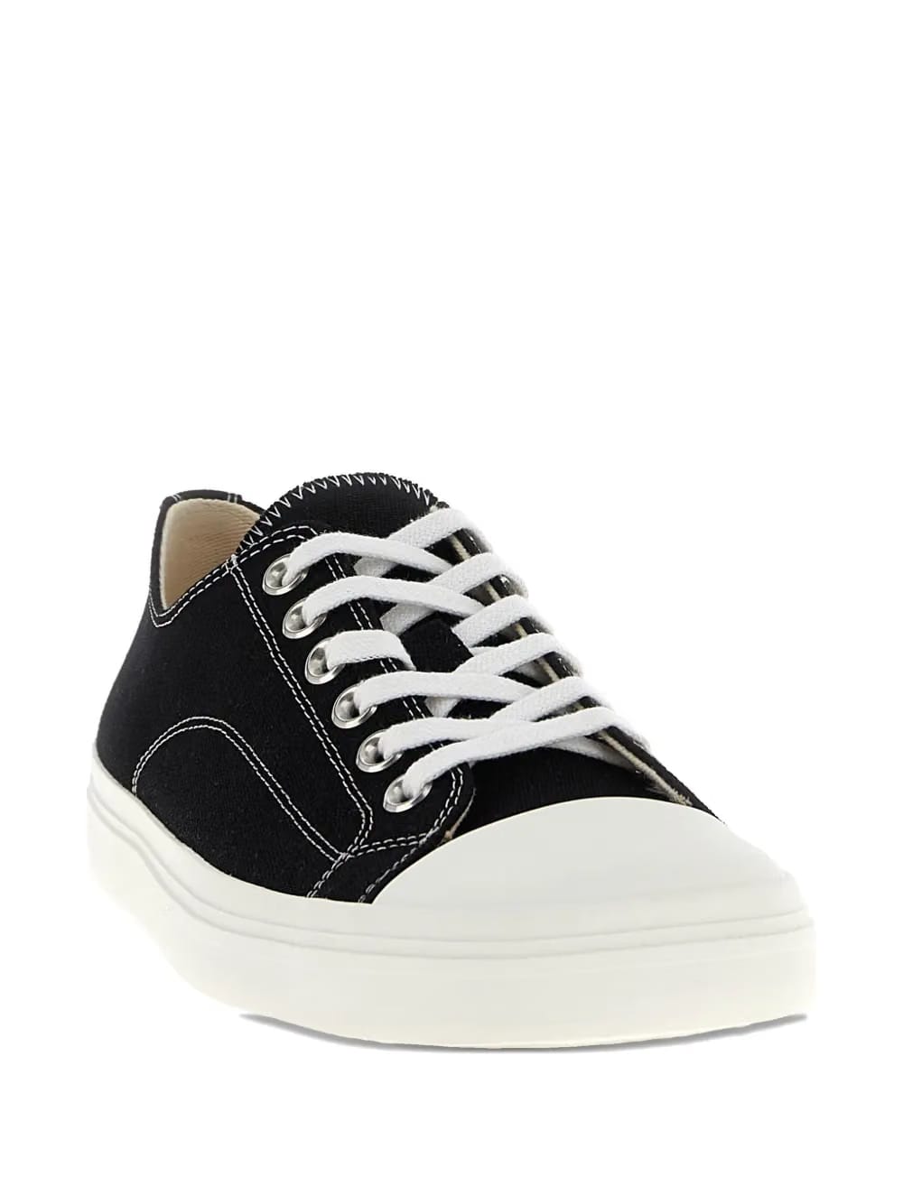 Edge contrast-stitch canvas trainers