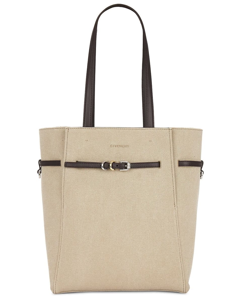 Voyou Buckle Embellish leather trimmed Canvas Tote
