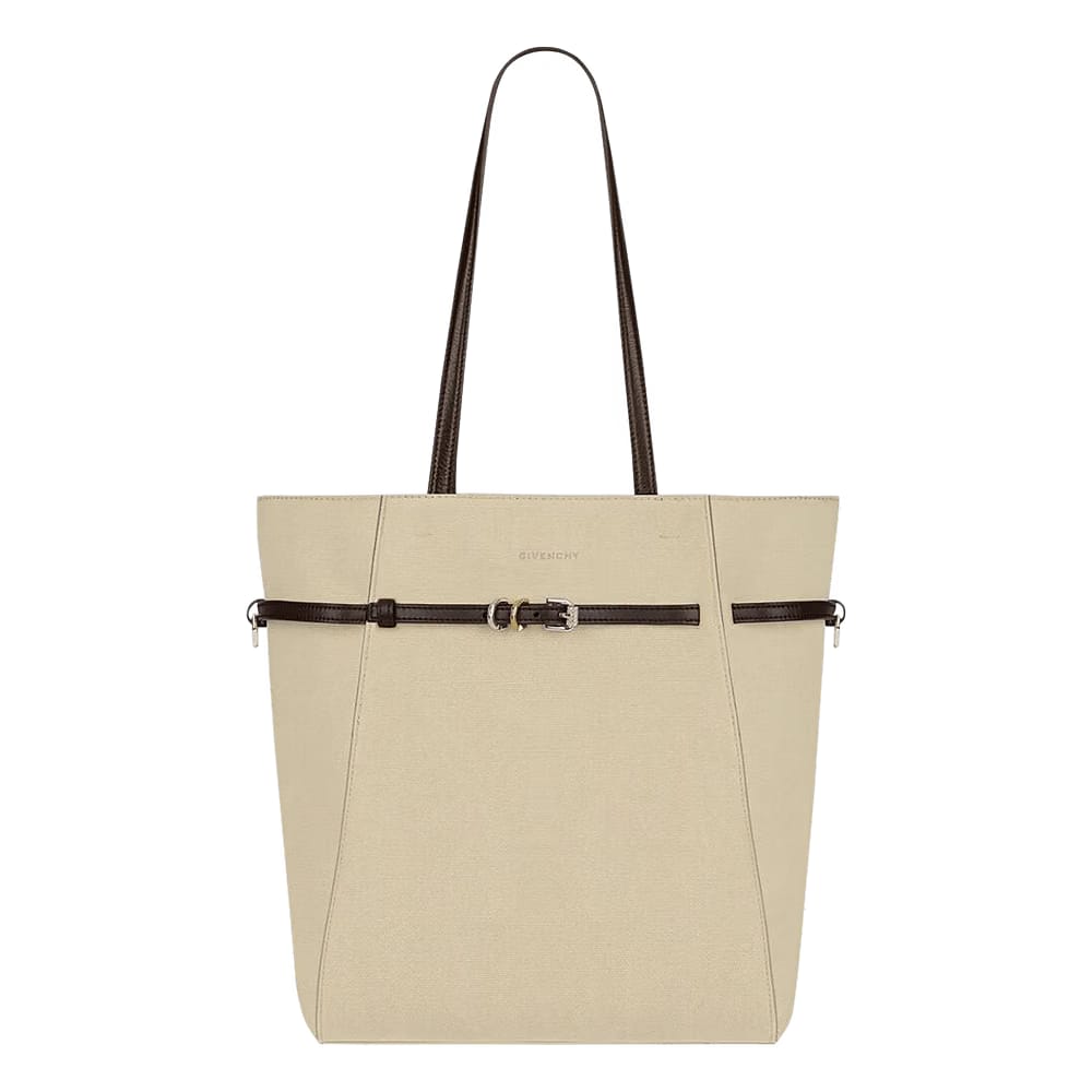 Voyou Buckle Embellish leather trimmed Canvas Tote