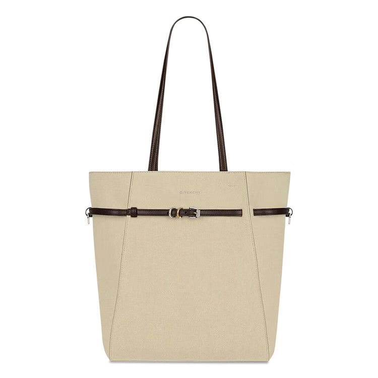 Voyou Buckle Embellish leather trimmed Canvas Tote