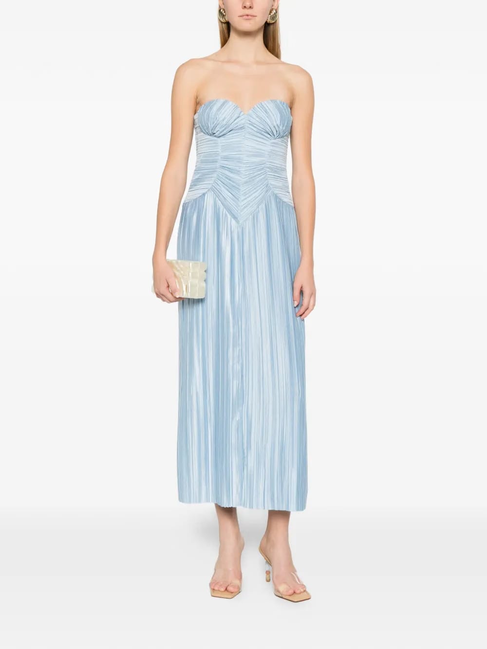 Ashika ruched pleated midi dress