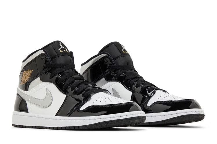 Air Jordan 1 Mid SE Black White Metallic Silver
