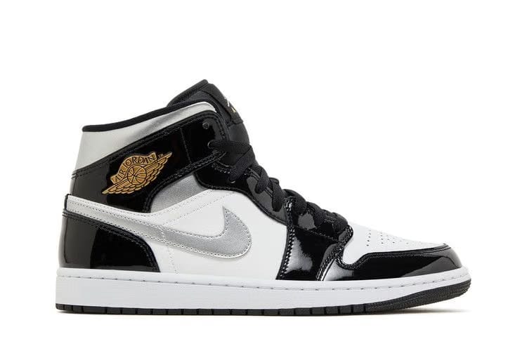 Air Jordan 1 Mid SE Black White Metallic Silver