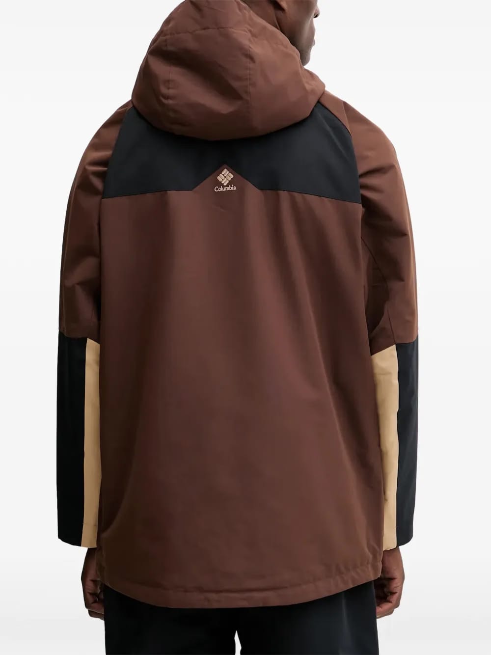 hooded zip-fastening ski jacket