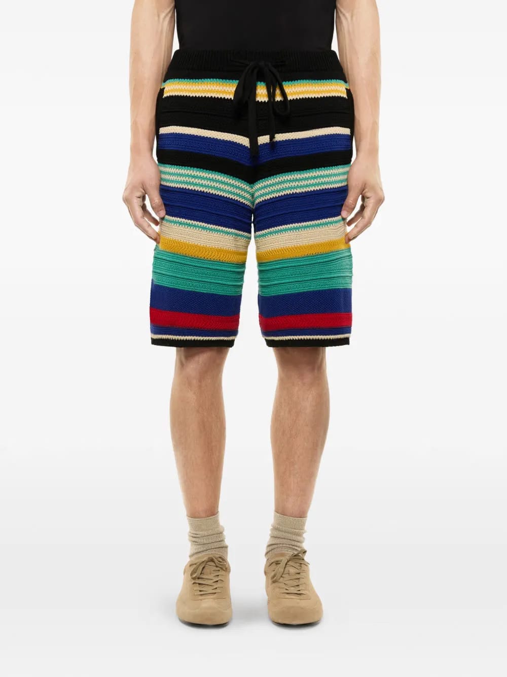 striped knitted shorts