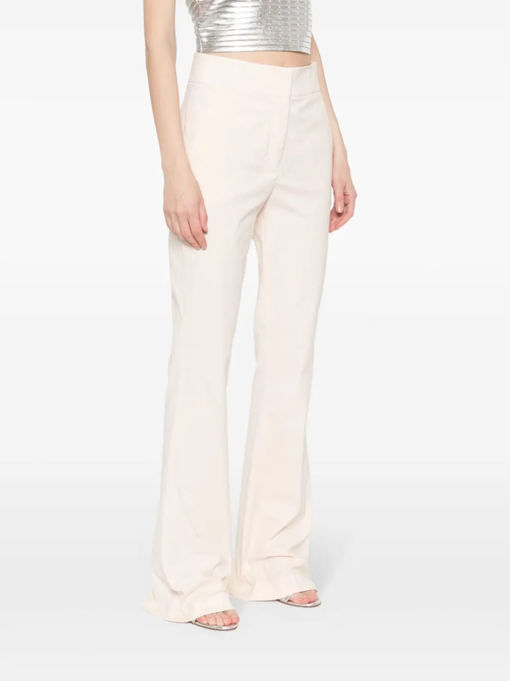 crinkled-finish flared trousers