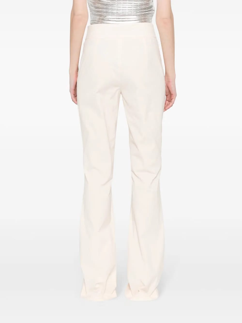 crinkled-finish flared trousers