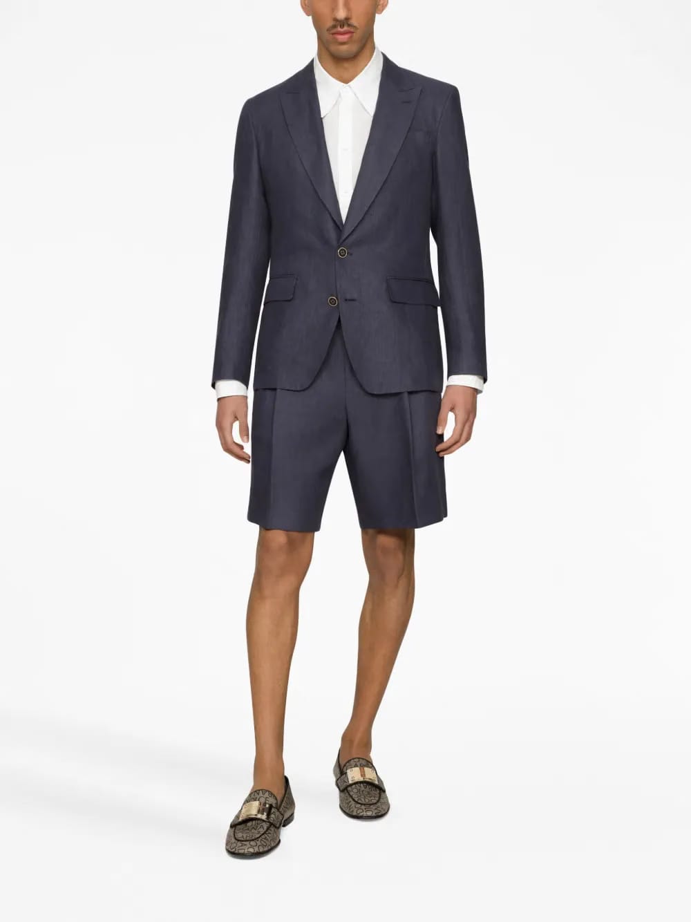 above-knee linen tailored shorts