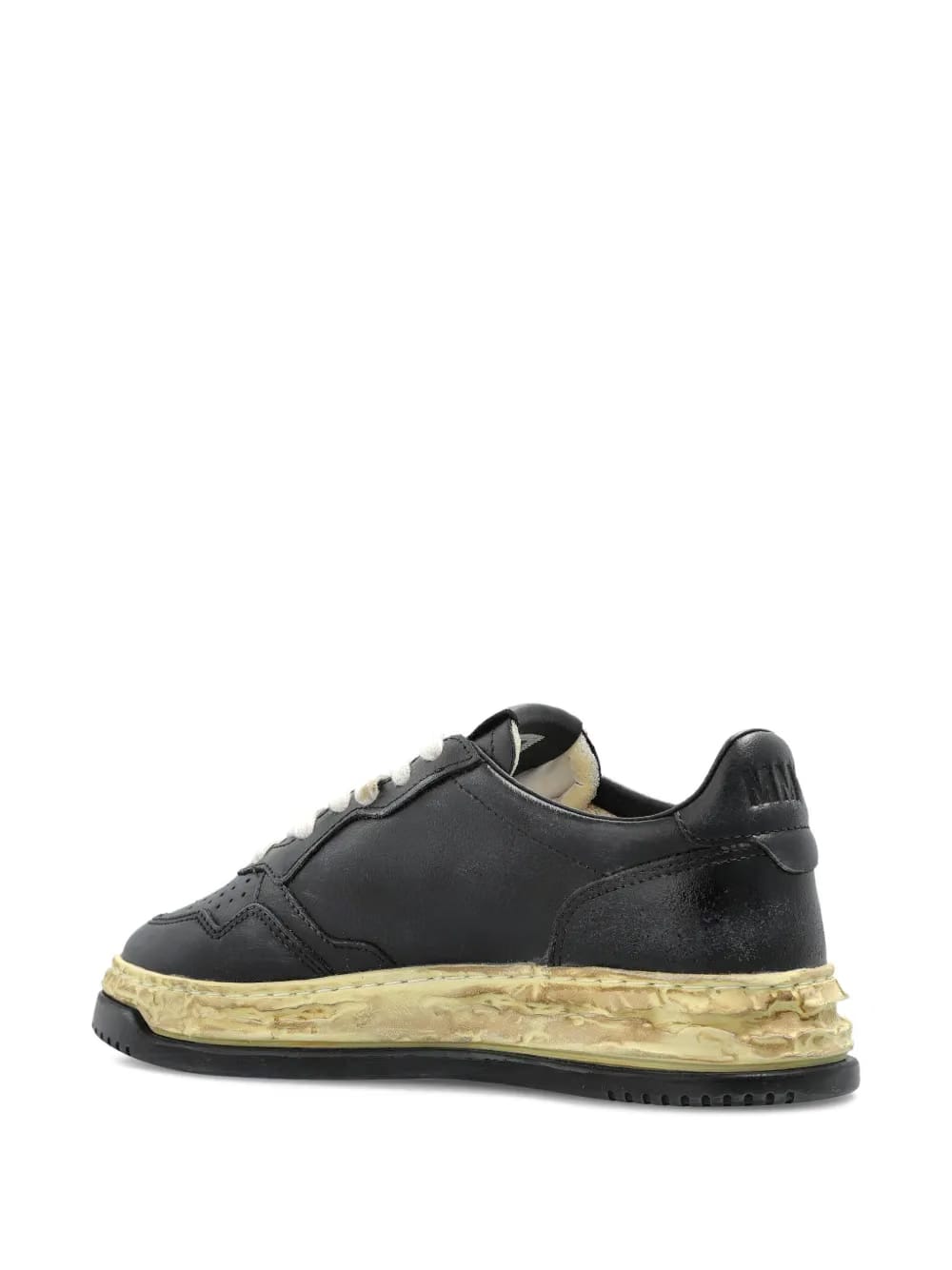 leather distressed-sole sneakers