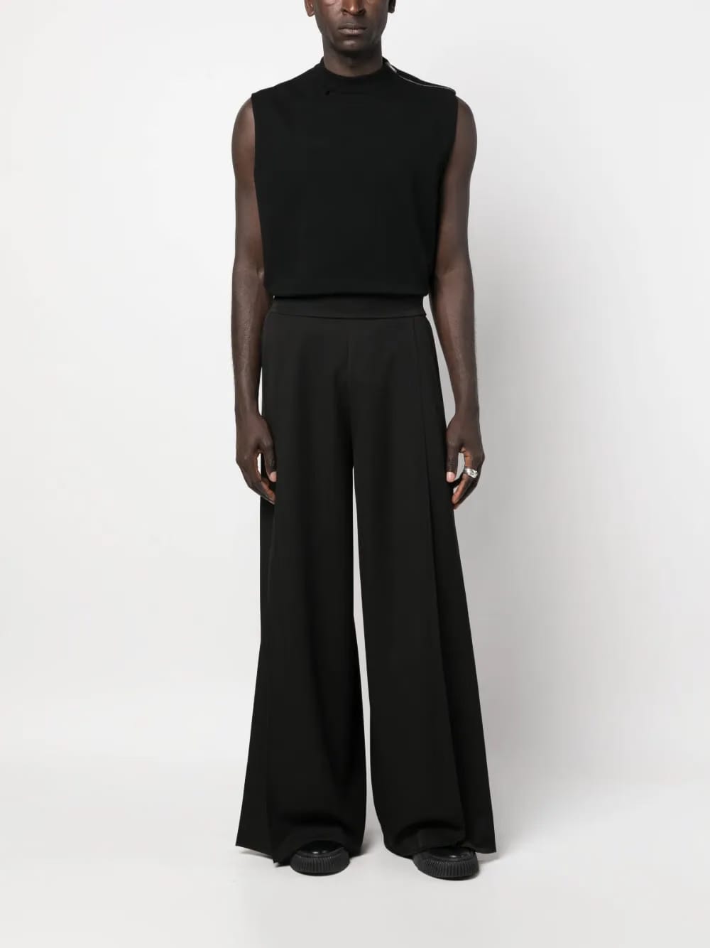 tie-fastening wide-leg trousers