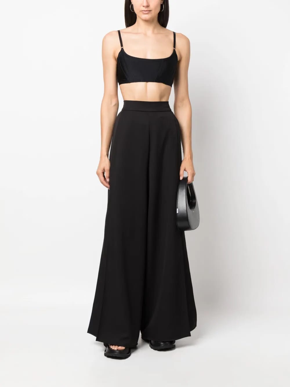 tie-fastening wide-leg trousers