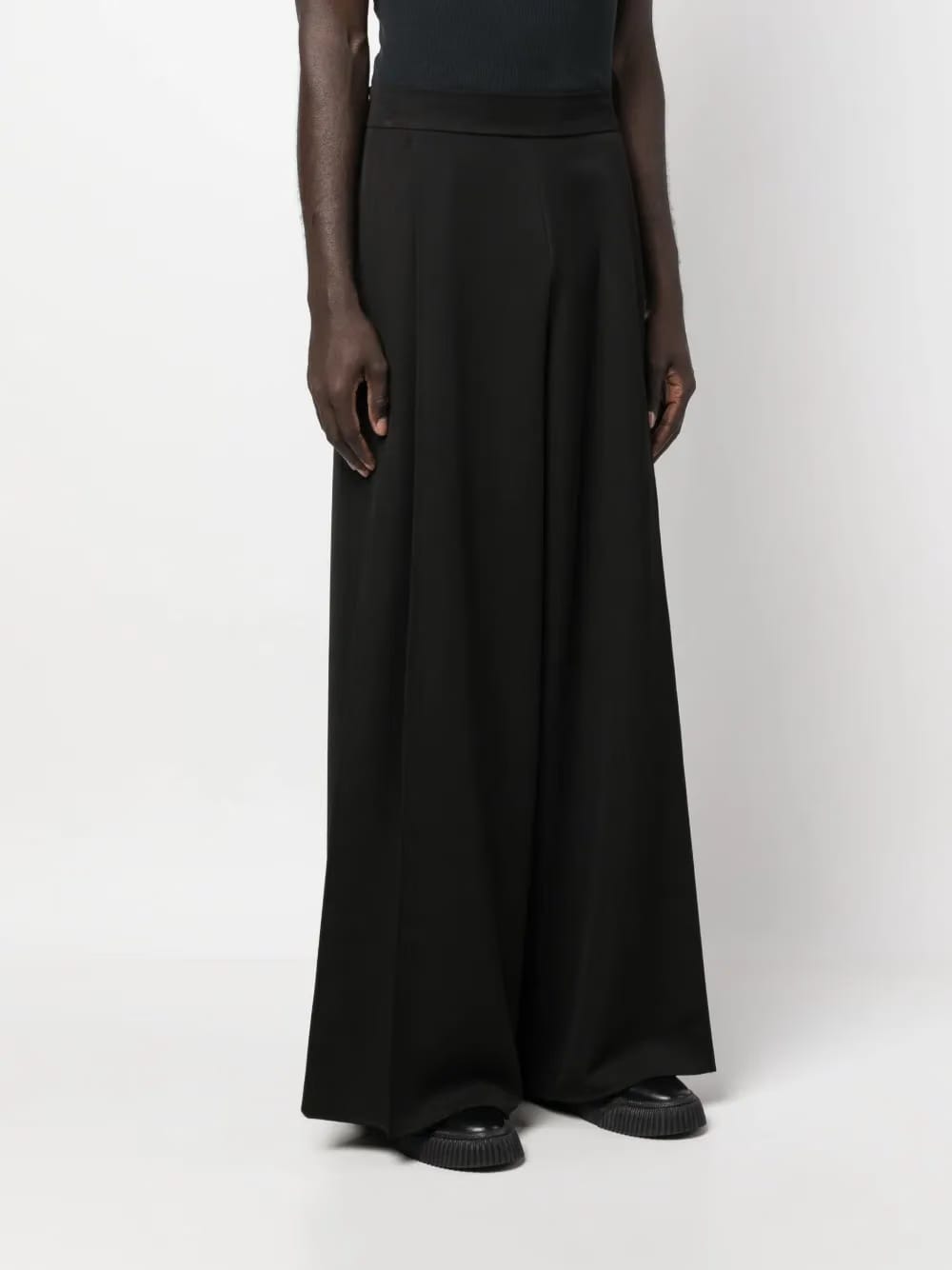 tie-fastening wide-leg trousers