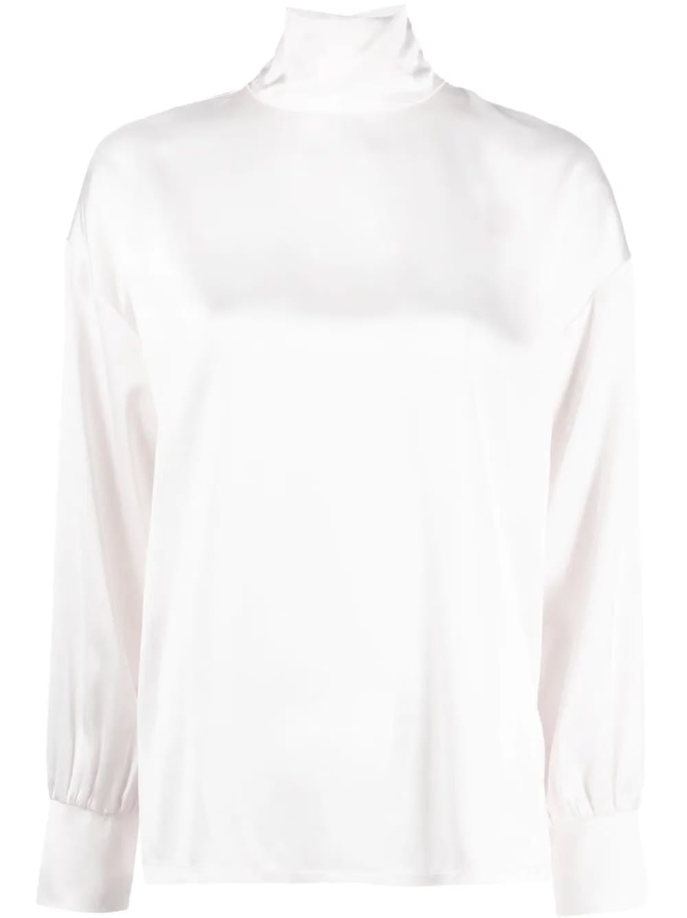 high-neck satin blouse