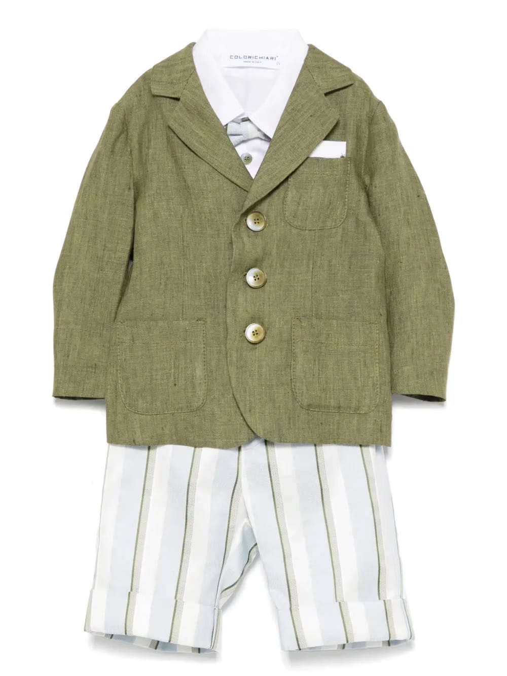 striped shorts, shirt and blazer set