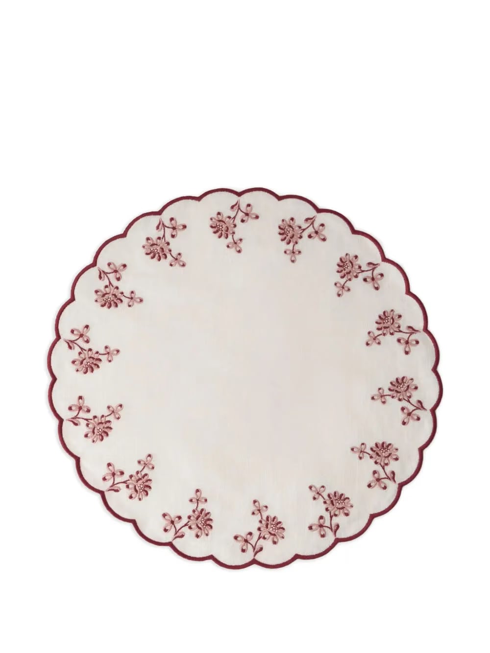 Botanica embroidered round linen placemat