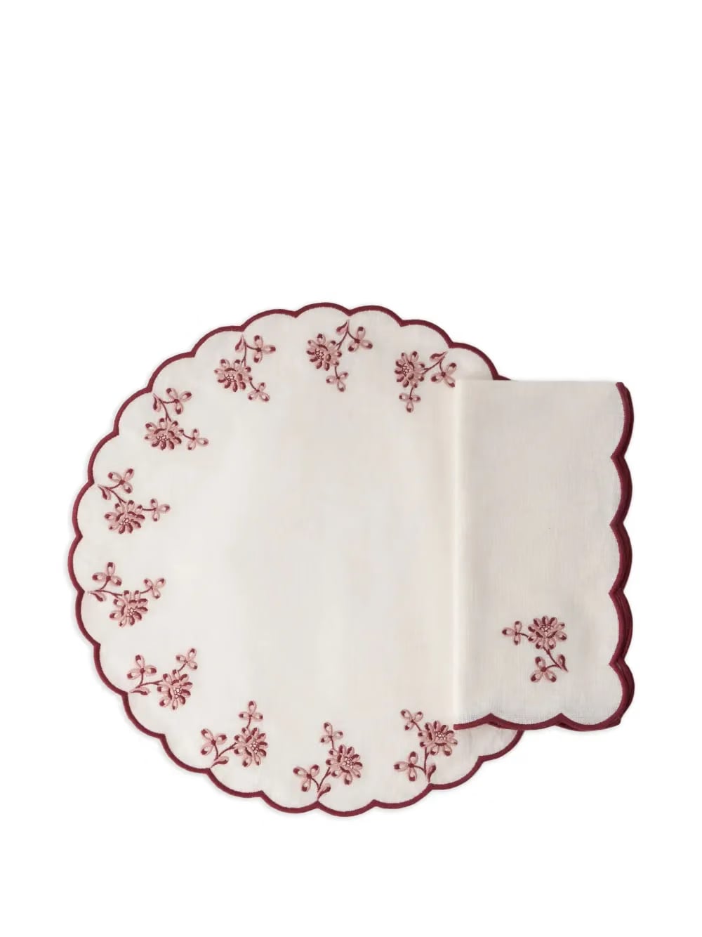 Botanica embroidered round linen placemat
