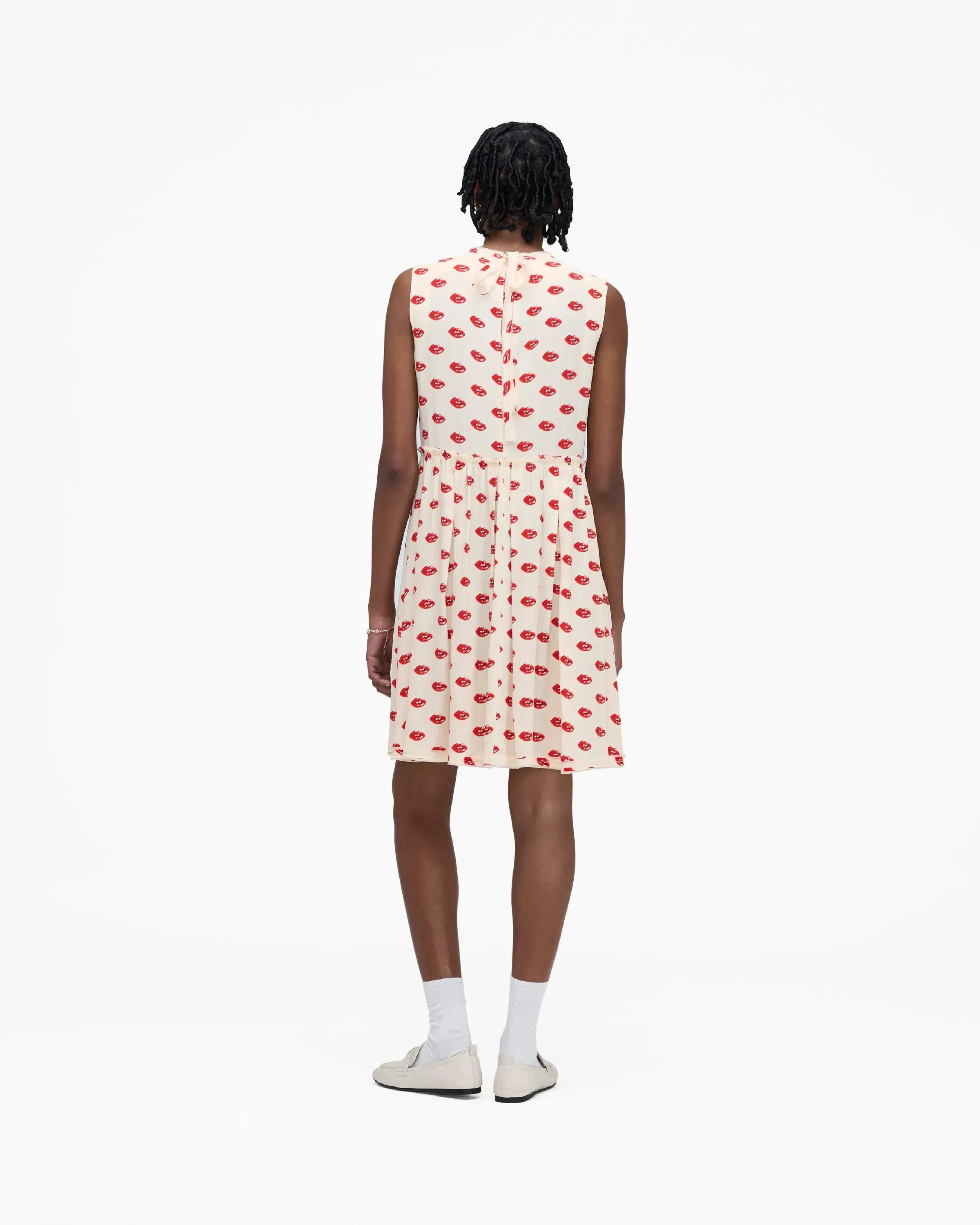 Lips Pleated Midi Dress