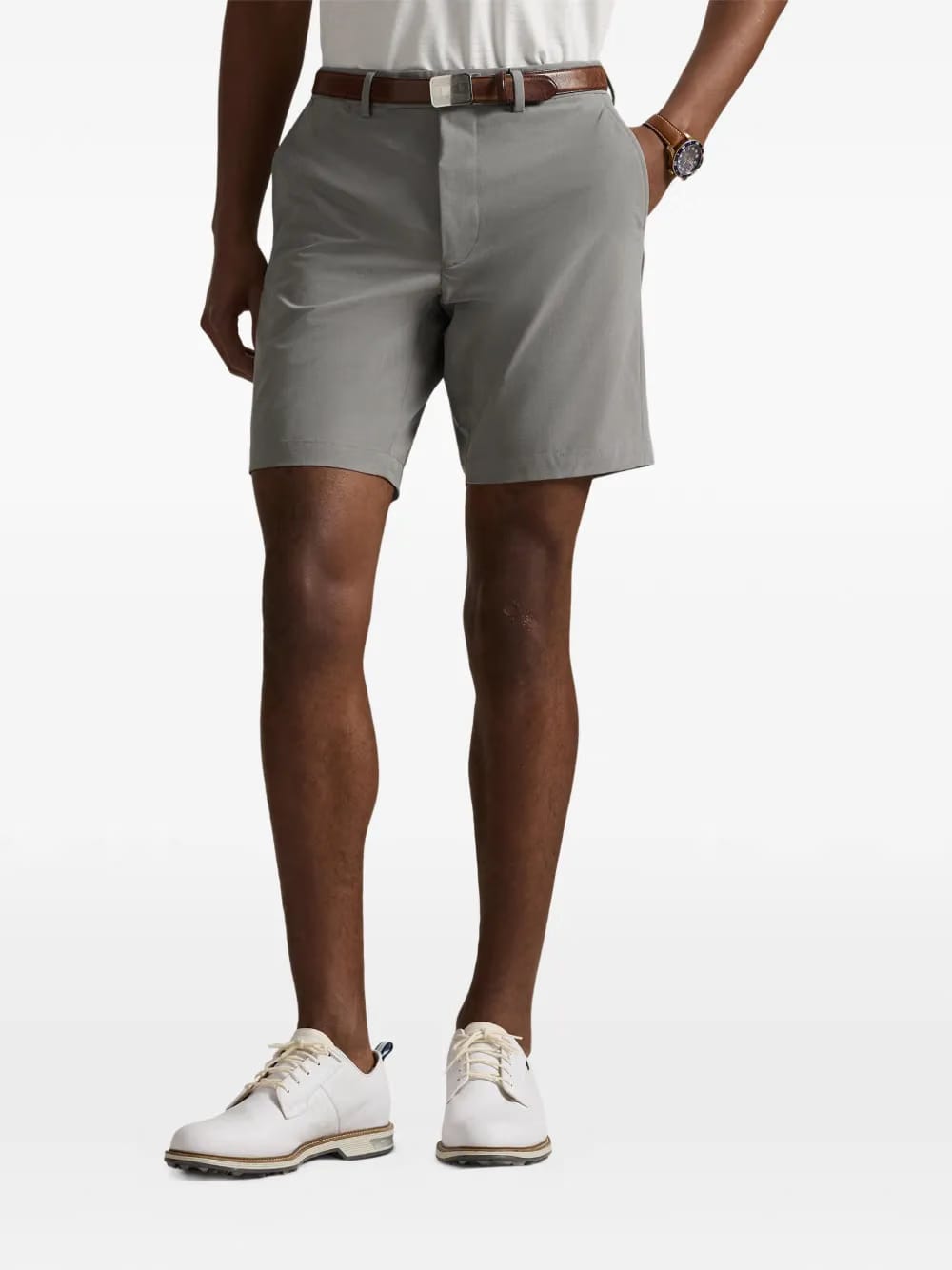 elastic waistband tailored fit shorts
