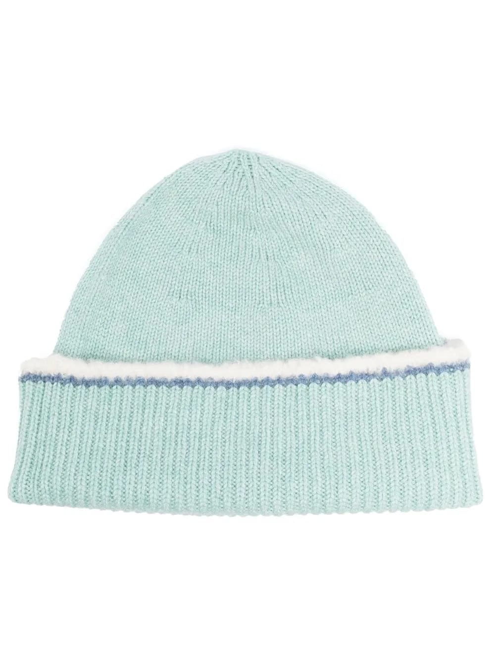 shearling-trim cashmere beanie