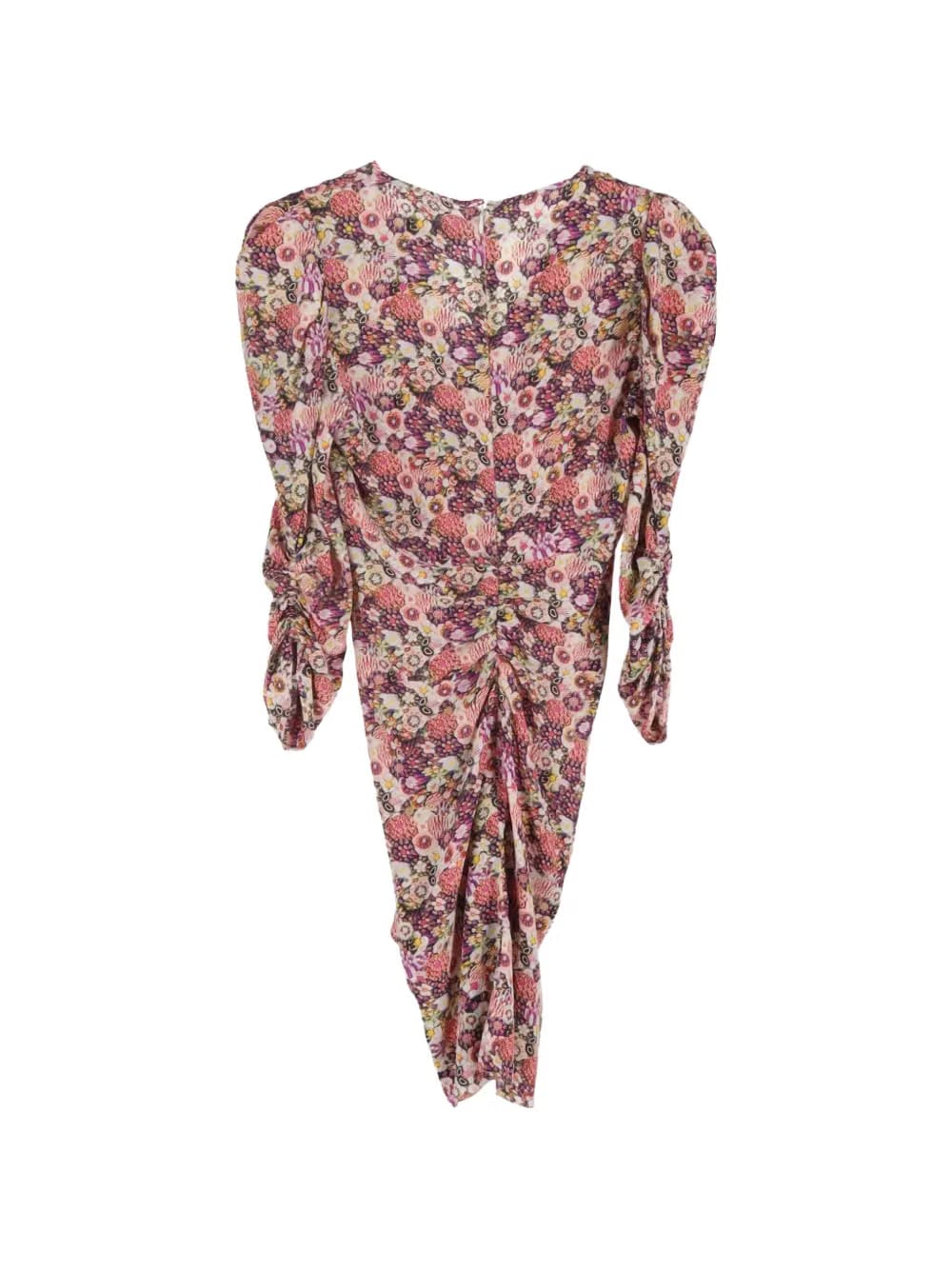 floral-print ruched mini dress